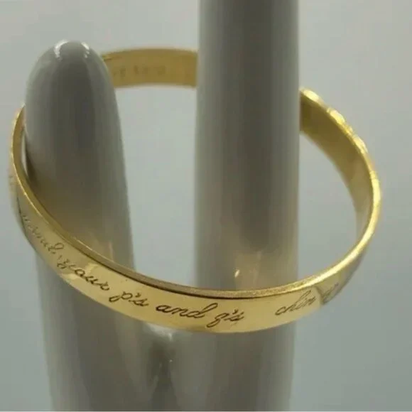 💛 Kate Spade Gold Mom Always Said Idiom Engraved Bangle Bracelet - Picture 1 of 7